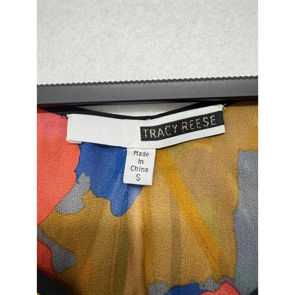 Tracy Reese Anthropologie Multicolor 100% Silk Geometric Blouse Top S NWOT New - Picture 3 of 9